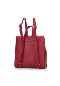Wittchen - Damski plecak o kwadratowym fasonie. Kolor: czerwony. Materiał: skóra ekologiczna. Wzór: paski. Styl: elegancki #4