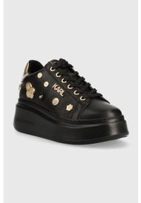 Karl Lagerfeld sneakersy skórzane ANAKAPRI kolor czarny. Nosek buta: okrągły. Zapięcie: sznurówki. Kolor: czarny. Materiał: skóra. Obcas: na platformie #2