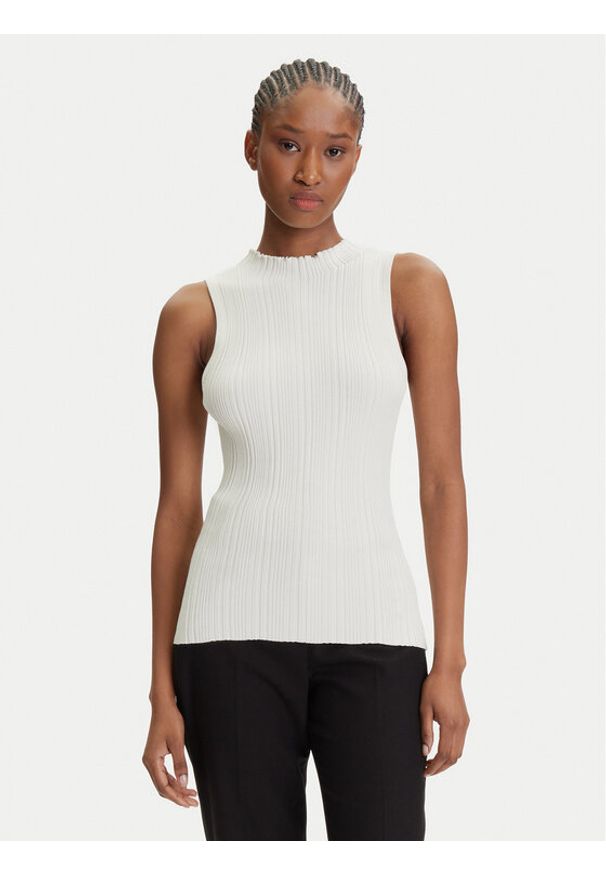 Hugo - HUGO Bluzka Sarepilk 50542597 Écru Slim Fit. Materiał: wiskoza