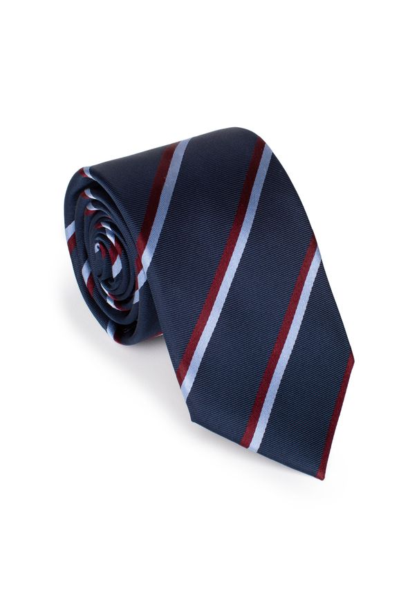 Wittchen - Krawat z jedwabiu we wzory granatowo-bordowy. Kolor: wielokolorowy, czerwony, niebieski. Materiał: jedwab. Wzór: gładki. Styl: elegancki