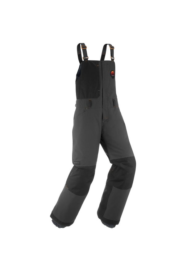 DREAMSCAPE - Spodnie snowboardowe ogrodniczki dla dzieci Dremscape BIB 500. Kolor: czarny, wielokolorowy, szary. Materiał: polar, materiał. Sezon: zima. Sport: snowboard