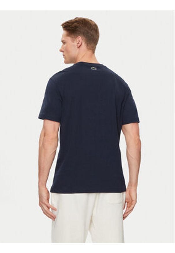 Lacoste T-Shirt TH1415 Granatowy Regular Fit. Kolor: niebieski. Materiał: bawełna