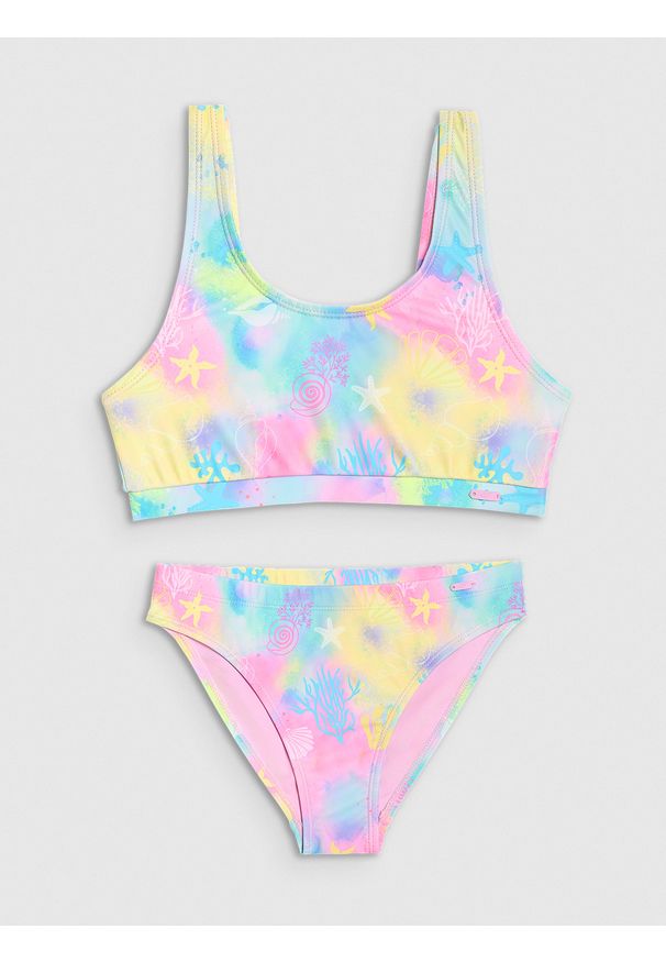 4f - 4F Kostium kąpielowy dwuczęściowy dziewczęcy - multikolor 122/128 (6-8 lat). Kolor: wielokolorowy