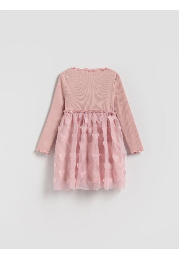 Reserved - Sukienka z tiulem - brudny róż. Kolor: różowy. Materiał: tiul