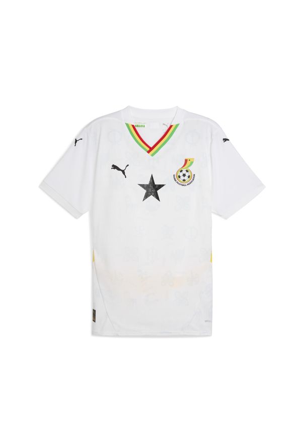 Puma - Męska koszulka domowa Ghana 2025 PUMA. Kolor: biały, żółty, wielokolorowy. Sport: piłka nożna