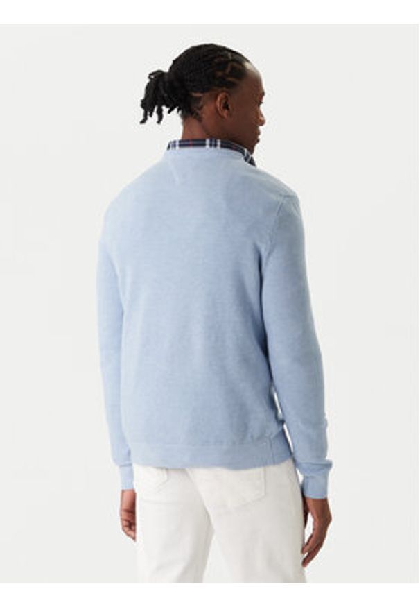 TOMMY HILFIGER - Tommy Hilfiger Sweter Essential MW0MW36347 Błękitny Regular Fit. Kolor: niebieski. Materiał: bawełna