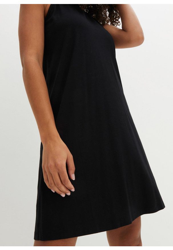 bonprix - Sukienka z dżerseju z lejącego materiału z lyocellu. Kolor: czarny. Materiał: jersey, materiał. Długość rękawa: na ramiączkach