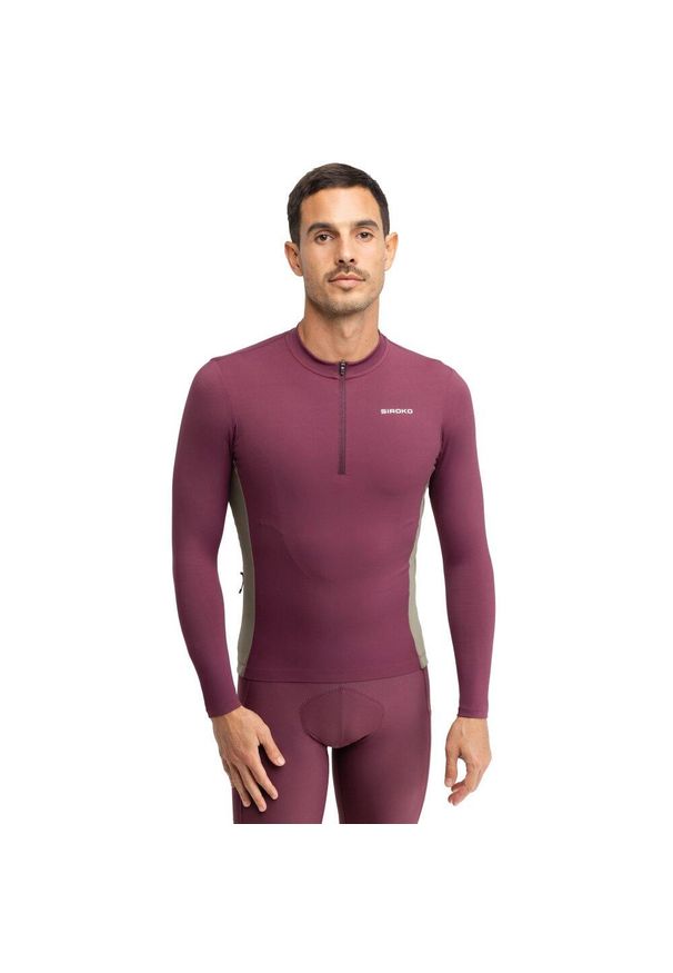 SIROKO - Męska koszulka rowerowa gravel z długim rękawem Kolarstwo Siroko GM3 Unbound. Kolor: czerwony. Materiał: materiał. Długość rękawa: długi rękaw. Długość: długie. Sport: kolarstwo