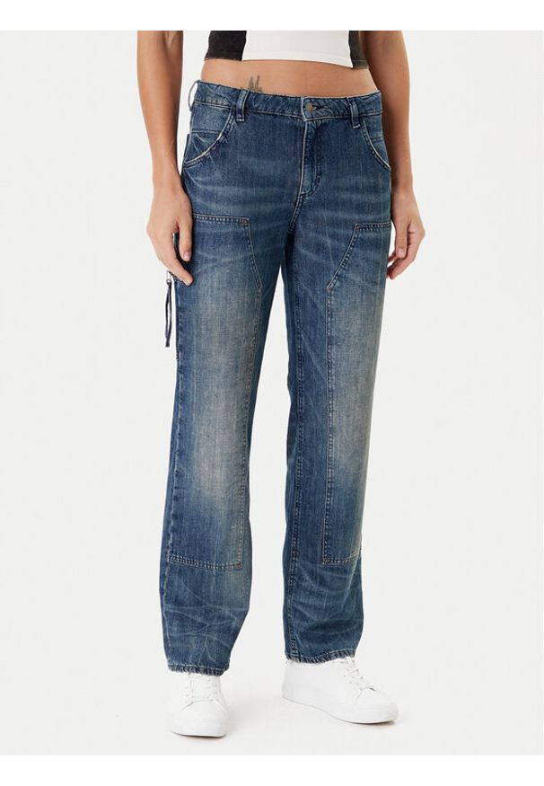 Guess Jeansy W5YA2E D5R0D Granatowy Straight Leg. Kolor: niebieski