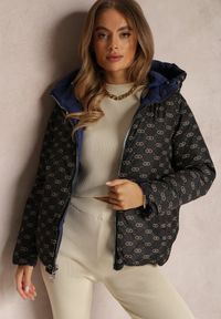 Renee - Ciemnoniebieska Kurtka Puffer Dwustronna Pikowana Winfield. Kolor: niebieski. Materiał: jeans, materiał. Długość rękawa: długi rękaw. Długość: długie