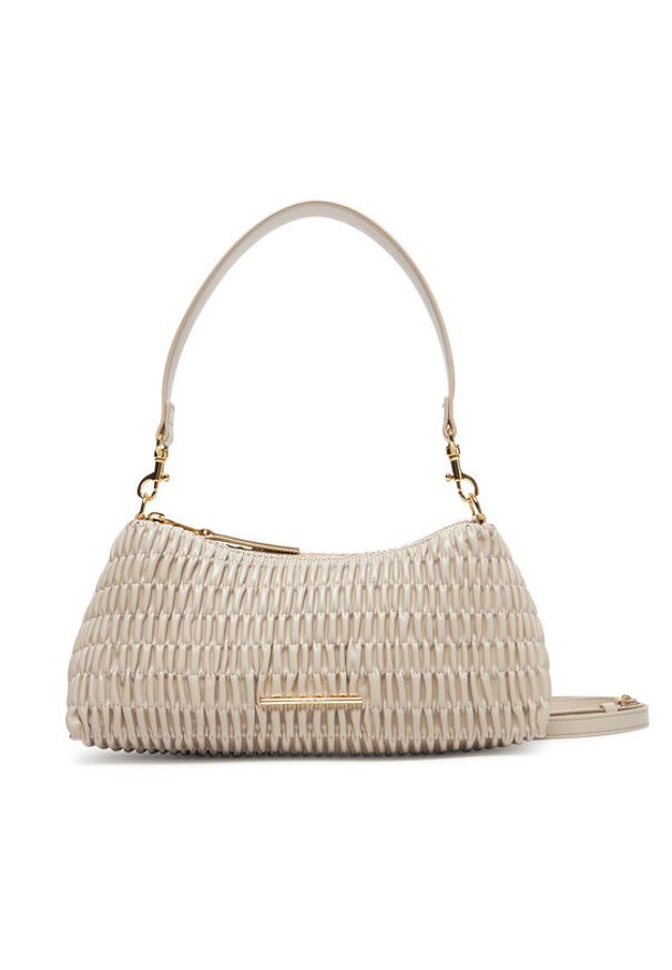 Calvin Klein Torebka Ruched Drop Shoulder Bag LV04K3088G Beżowy. Kolor: beżowy. Materiał: skórzane