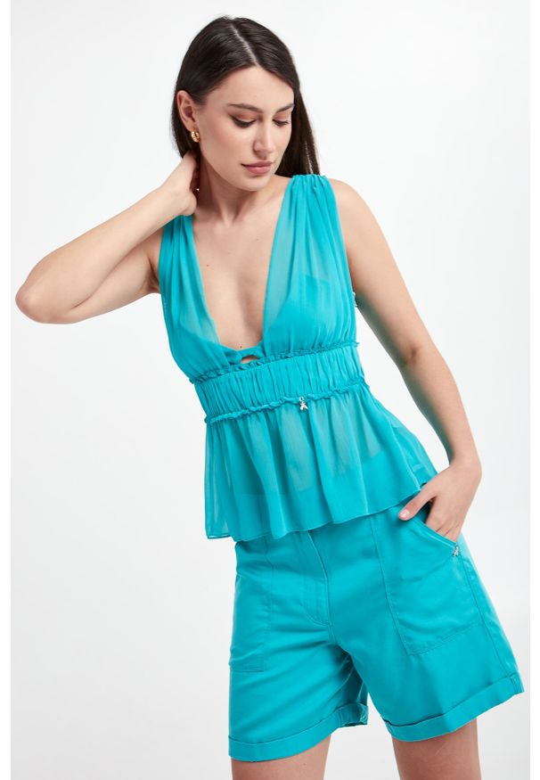 Patrizia Pepe - Top damski szyfonowy PATRIZIA PEPE. Materiał: szyfon