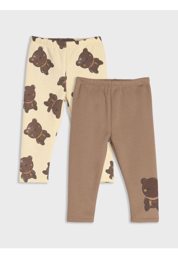 Sinsay - Ocieplane legginsy 2 pack - kremowy. Kolor: kremowy. Materiał: dzianina