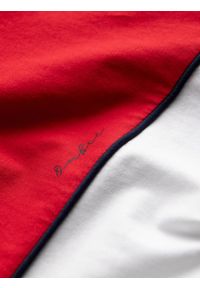 Ombre Clothing - T-shirt męski bawełniany dwukolorowy - czerwono-biały V6 S1619 - XXL. Kolor: czerwony. Materiał: bawełna. Wzór: nadruk