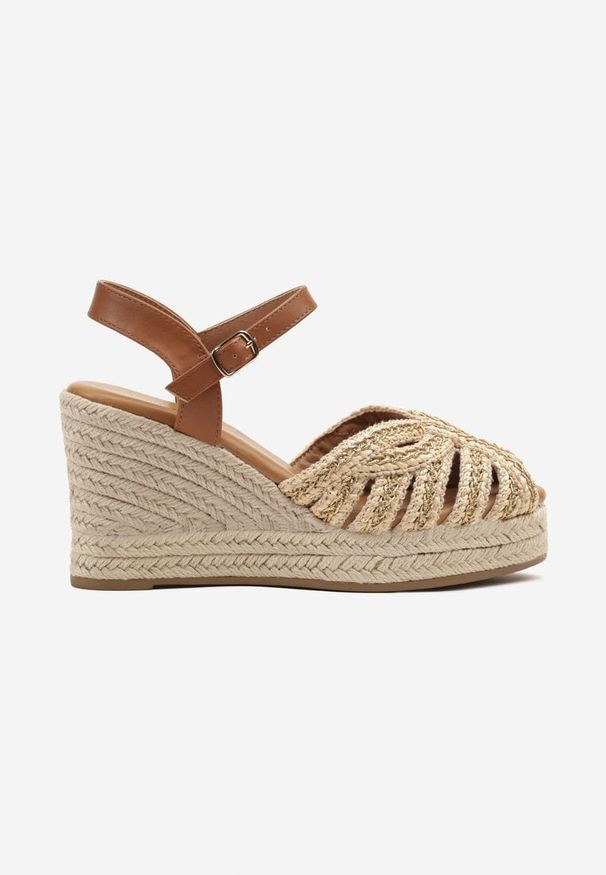 Renee - Brązowe Sandały na Koturnie z Plecionką w Stylu Boho Lianoriela. Okazja: na co dzień. Zapięcie: sprzączka. Kolor: brązowy. Sezon: lato. Obcas: na koturnie. Styl: boho