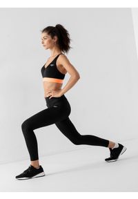 4f - Legginsy do biegania szybkoschnące damskie. Stan: podwyższony. Kolor: czarny. Materiał: dzianina, włókno. Sport: bieganie #1