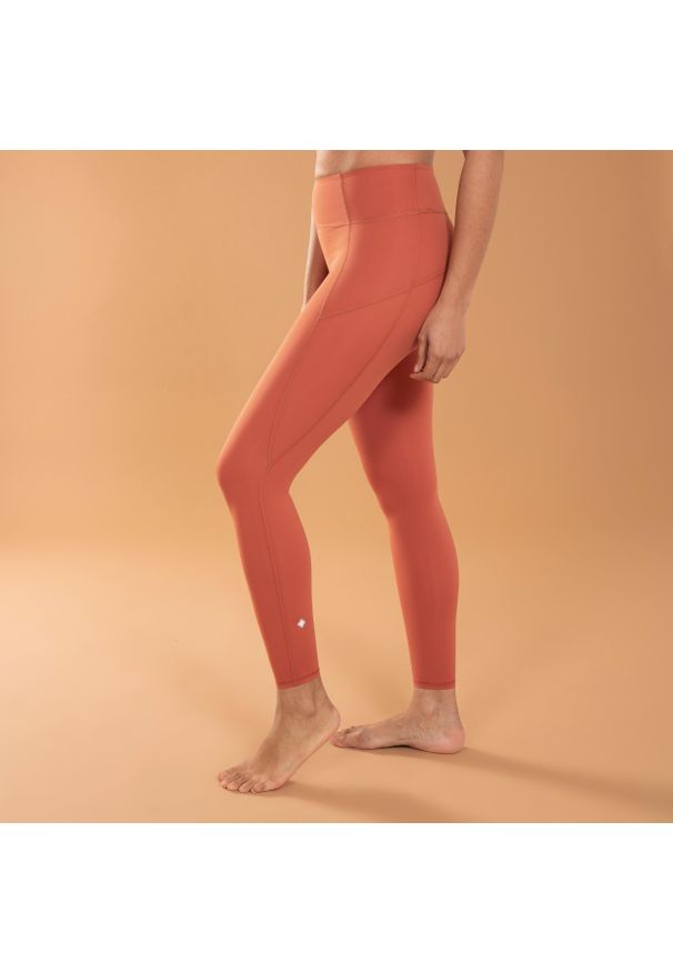 KIMJALY - Legginsy Do Jogi Dynamicznej Damskie Kimjaly. Kolor: brązowy. Materiał: elastan, poliester, materiał. Sport: joga i pilates