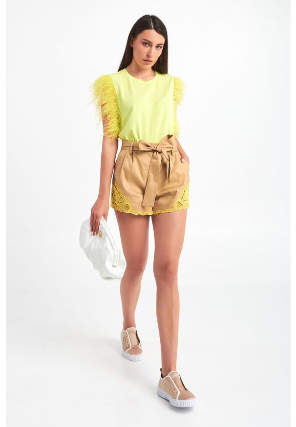 TwinSet - SPODENKI TWINSET. Stan: podwyższony. Materiał: koronka. Wzór: aplikacja, koronka, haft
