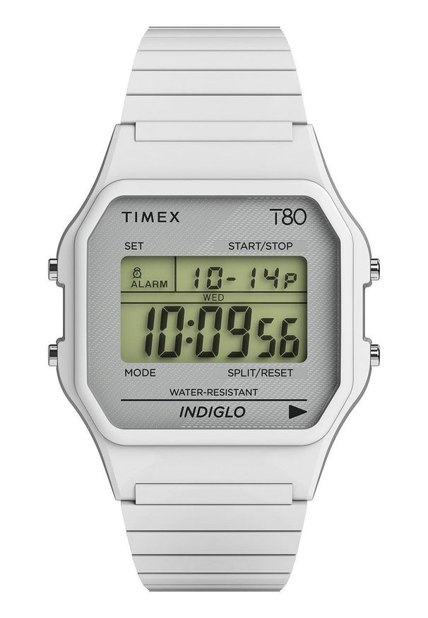 Timex zegarek TW2U93700 Timex T80 kolor biały. Rodzaj zegarka: cyfrowe. Kolor: biały. Materiał: tworzywo sztuczne, materiał, koronka