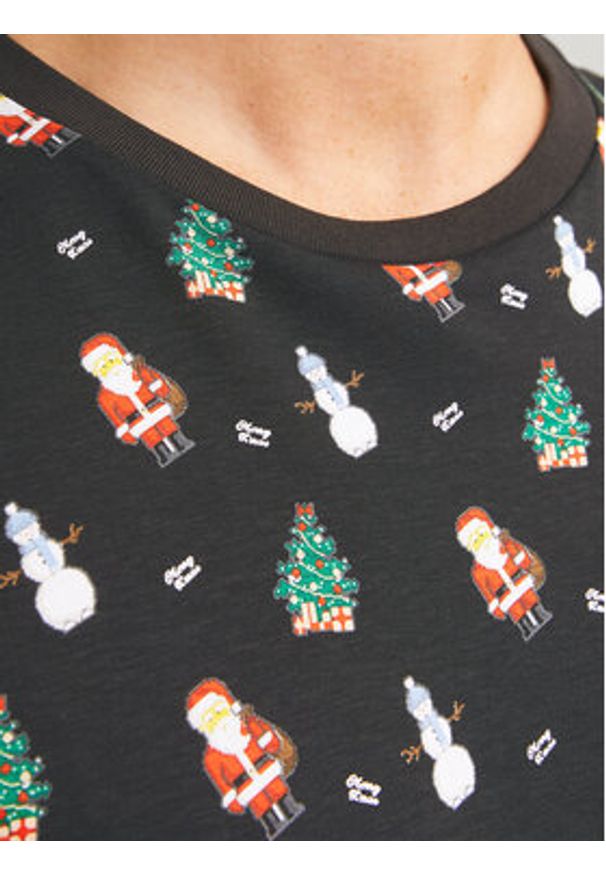 Jack & Jones T-Shirt Xmas Merry 12265399 Czarny Standard Fit. Kolor: czarny. Materiał: bawełna