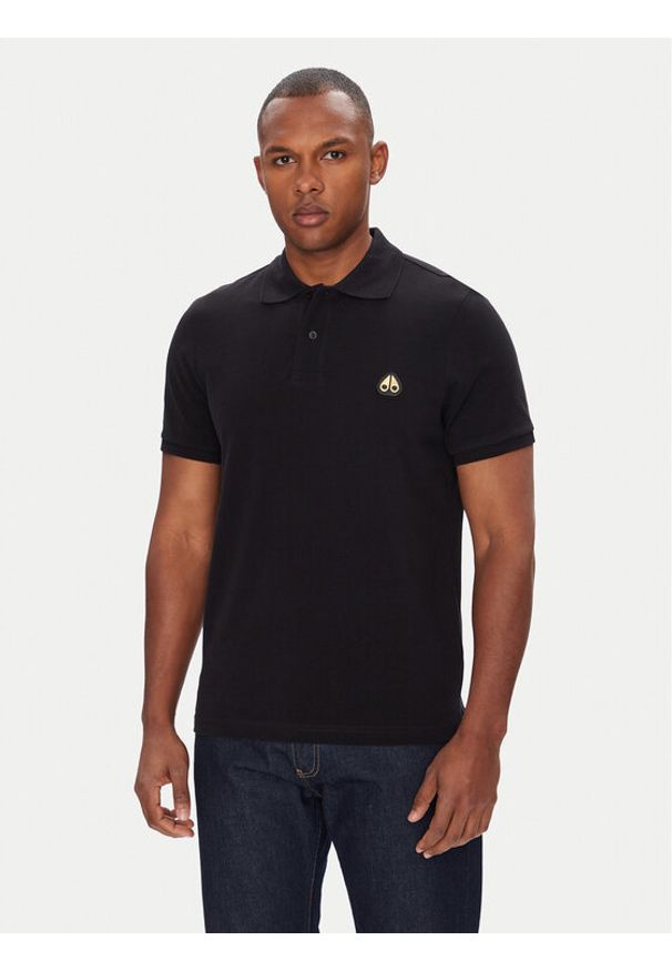 Moose Knuckles Polo Everett M34MT712G Czarny Regular Fit. Typ kołnierza: polo. Kolor: czarny. Materiał: bawełna