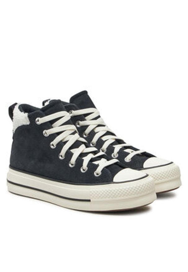 Converse Trampki Chuck Taylor All Star Puff Lift A09377C Czarny. Kolor: czarny. Materiał: skóra, zamsz