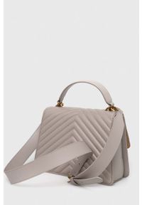 Pinko torebka skórzana kolor szary. Kolor: szary. Materiał: skórzane. Rodzaj torebki: na ramię #3