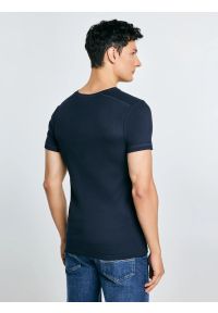 Big-Star - Koszulka męska z prążkowanej dzianiny granatowa Basicag 403. Kolor: niebieski. Materiał: prążkowany, dzianina. Wzór: gładki #3