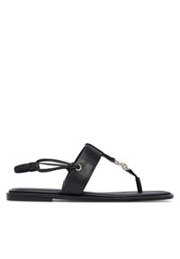 Calvin Klein Sandały Round Flat Sndl Thong Lth Hdw HW0HW02926 Czarny. Kolor: czarny. Materiał: skóra #1