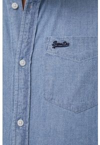 Superdry koszula jeansowa męska regular z kołnierzykiem button-down. Typ kołnierza: button down. Kolor: niebieski. Materiał: jeans. Długość rękawa: krótki rękaw. Długość: krótkie #3