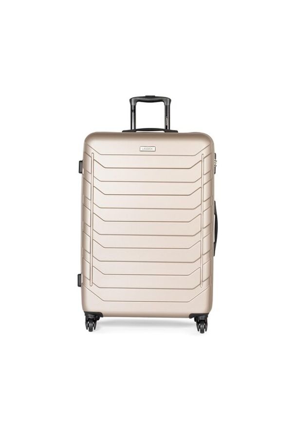 Duża Twarda Walizka Lasocki. Kolor: złoty