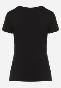 Born2be - Czarny Bawełniany T-shirt Koszulka z Krótkim Rękawem Wemina. Okazja: na spotkanie biznesowe. Kolor: czarny. Materiał: bawełna. Długość rękawa: krótki rękaw. Długość: krótkie. Styl: biznesowy #5