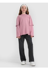 4f - 4F Longsleeve oversize z nadrukiem dziewczęcy - różowy 152 (11-12 lat). Okazja: na co dzień. Kolor: różowy. Materiał: materiał. Długość rękawa: długi rękaw. Wzór: nadruk. Sezon: lato. Styl: casual