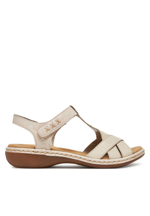 Rieker Sandały 65919-60 Beżowy. Kolor: beżowy. Materiał: skóra