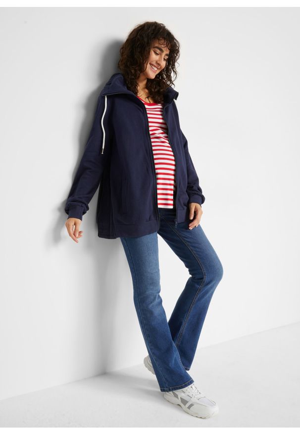 bonprix - Bluza rozpinana 3 w1 ciążowa, z wstawką na nosidełko niemowlęce. Typ kołnierza: kołnierzyk stójkowy. Kolekcja: moda ciążowa. Kolor: niebieski