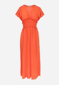 Born2be - Pomarańczowa Kopertowa Sukienka z Wiskozy z Gumką w Pasie Neroni. Kolor: pomarańczowy. Materiał: wiskoza. Typ sukienki: kopertowe. Długość: maxi #2