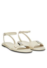 Calvin Klein Sandały Flat Sandal W/Ck Hw - Lth HW0HW02367 Écru. Materiał: skóra