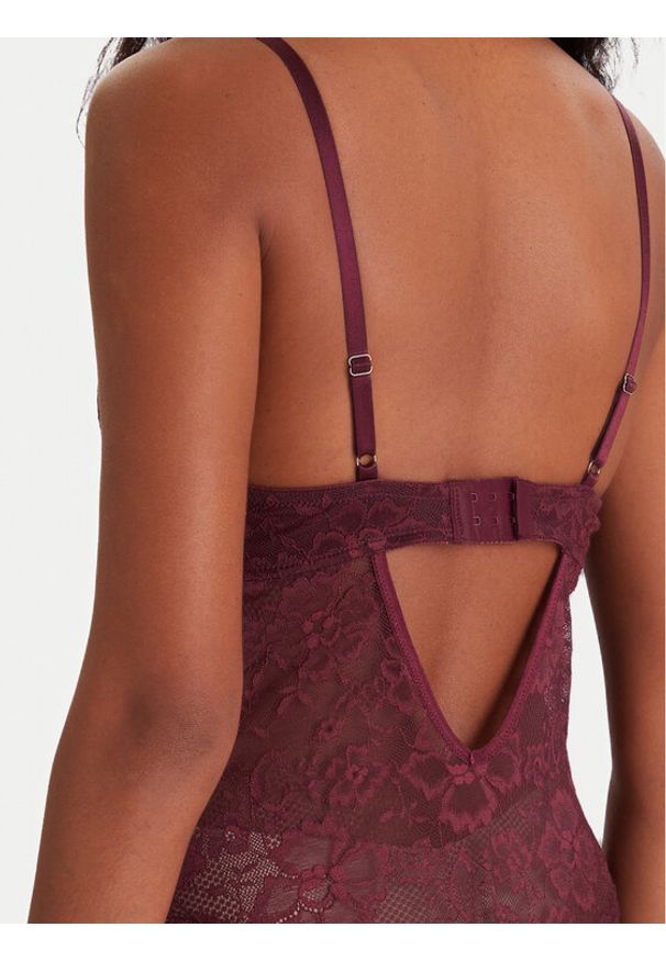 Hunkemöller Body Isadora 302441 Bordowy. Kolor: czerwony. Materiał: syntetyk