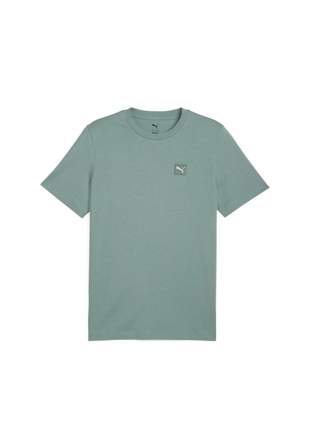 Koszulka męska Puma Ess Elevated Tee. Kolor: zielony. Wzór: haft, aplikacja. Sport: fitness