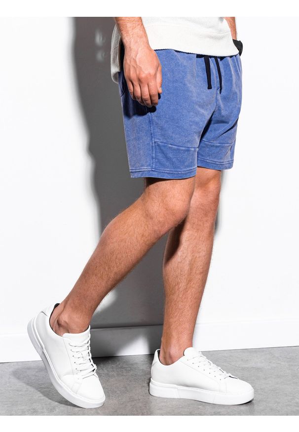 Niebieskie szorty Ombre Clothing klasyczne, krótkie, z aplikacjami