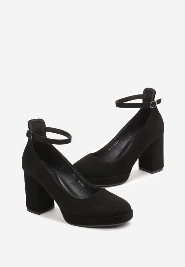 Renee - Czarne Czółenka na Słupku z Kwadratowym Noskiem Malenva. Okazja: na co dzień, do pracy. Zapięcie: pasek. Kolor: czarny. Sezon: lato. Obcas: na słupku. Styl: casual, elegancki