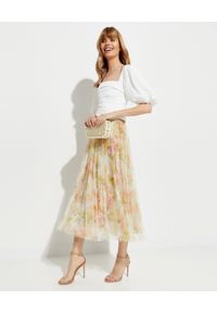 NEEDLE & THREAD - Spódnica Harlequin Rose Rufle. Kolor: beżowy. Wzór: aplikacja, kwiaty #2