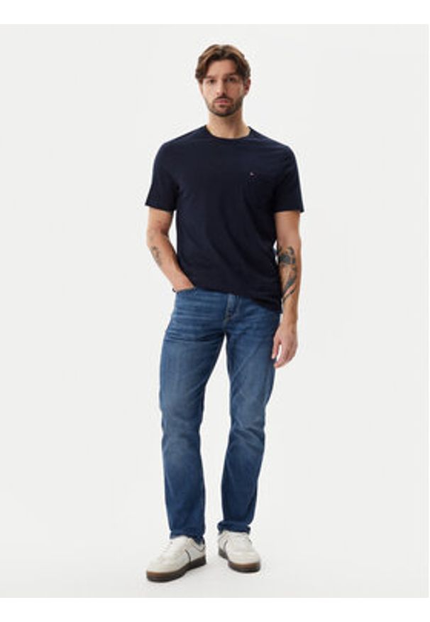 TOMMY HILFIGER - Tommy Hilfiger T-Shirt Essential MW0MW37283 Granatowy Regular Fit. Kolor: niebieski. Materiał: bawełna