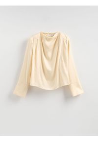 Reserved - Bluzka z lyocellem - kremowy. Kolor: kremowy. Materiał: wiskoza, tkanina #1