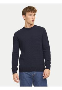 Jack & Jones - Jack&Jones Sweter Globe 12258139 Granatowy Regular Fit. Kolor: niebieski. Materiał: bawełna