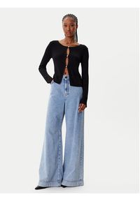 Morgan Kardigan 252-MIZOR Czarny Slim Fit. Kolor: czarny. Materiał: wiskoza #4