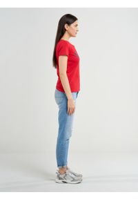 Big-Star - Koszulka damska o klasycznym kroju czerwona Brunona 603. Okazja: na co dzień. Kolor: czerwony. Materiał: bawełna. Wzór: nadruk. Styl: klasyczny