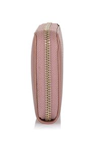 Ochnik - Duży różowy skórzany portfel damski. Kolor: różowy. Materiał: skóra
