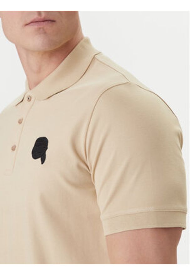 Karl Lagerfeld - KARL LAGERFELD Polo 745015 562231 Beżowy Regular Fit. Typ kołnierza: polo. Kolor: beżowy. Materiał: bawełna