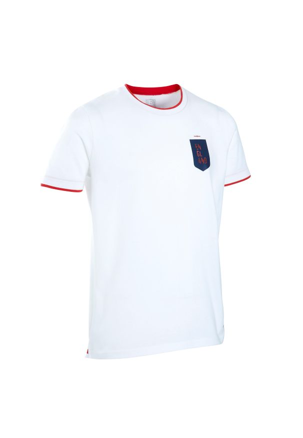 KIPSTA - Koszulka do piłki nożnej dla dzieci Kipsta FF100 Wielka Brytania 2024. Kolor: biały. Materiał: materiał, bawełna